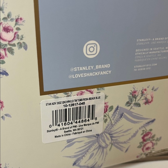 Stanley x LoveShackFancy NIB Quencher Tumbler 20 oz Rosa Beaux Blue Rare New - Picture 5 of 6